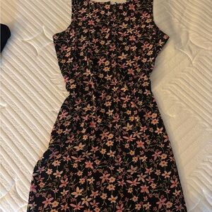 New York & Company Black Midi Dress with Pink & Cream Floral Print